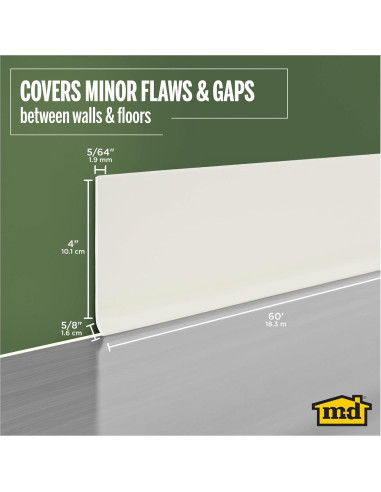 Base de Pared de Vinilo M-D 4x60 Pies Almendra Respaldo Seco