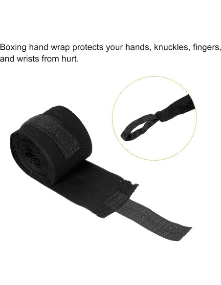 Vendaje de Mano de Boxeo PATIKIL Elástico Negro 250x5cm Vendaje de Mano de Boxeo PATIKIL Elástico Negro 250x5cm