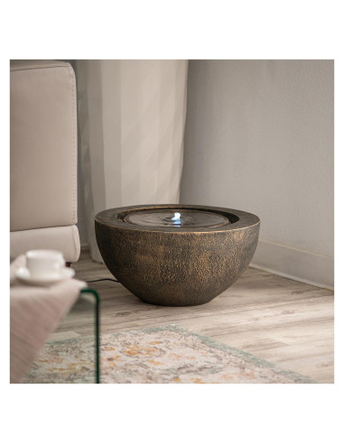Fuente de Agua Esférica XBrand 50.3 cm con Luz LED Bronce