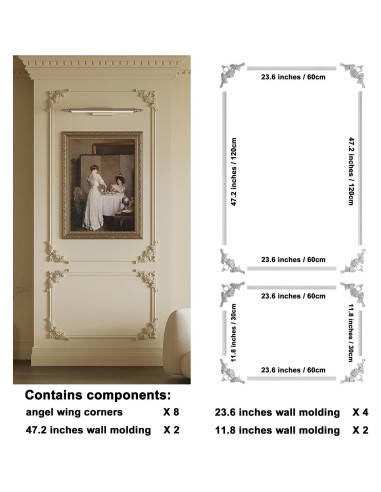 Kit de Molduras de Pared YU LI 3DH 8 Esquinas Blancas 203.2x78.74cm