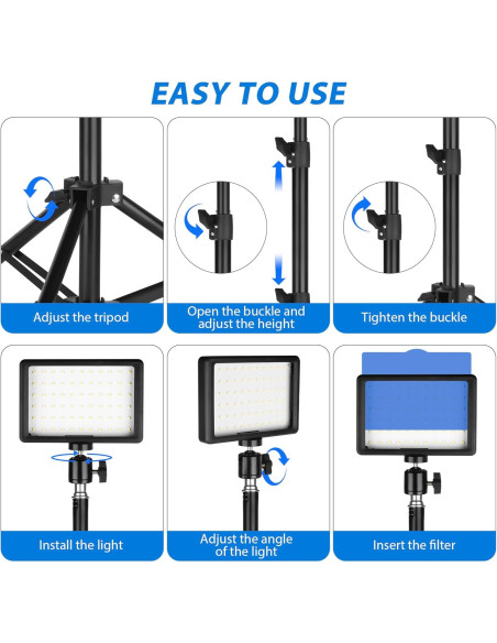 Luz LED Continua Ci-Fotto 2-Pack con Trípodes y Filtros Luz LED Continua Ci-Fotto 2-Pack con Trípodes y Filtros