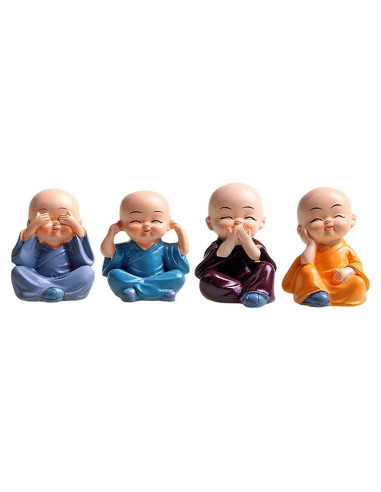 Estatuas de Monje Kung Fu 4 Piezas ZHOUQZSF Decoración Zen