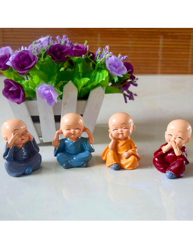 Estatuas de Monje Kung Fu 4 Piezas ZHOUQZSF Decoración Zen
