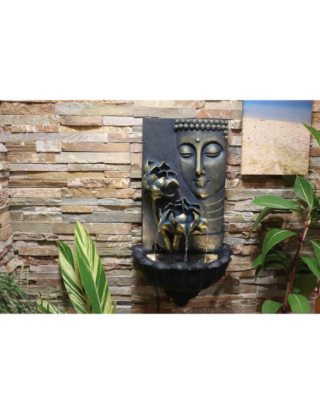 Fuente de Agua Zen Buda Warm Garden 82 cm Resina Negra Fuente de Agua Zen Buda Warm Garden 82 cm Resina Negra