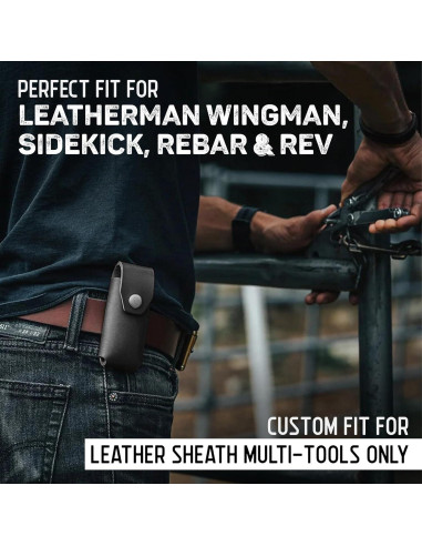 Funda de Cuero American Bench Craft para Leatherman - Negro