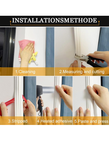 Protector de Esquina de Pared Nayotaa 3.29m Goma Flexible Blanco