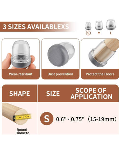 Ezprotekt 24 Tapas de Silicona para Patas de Silla 15-19mm
