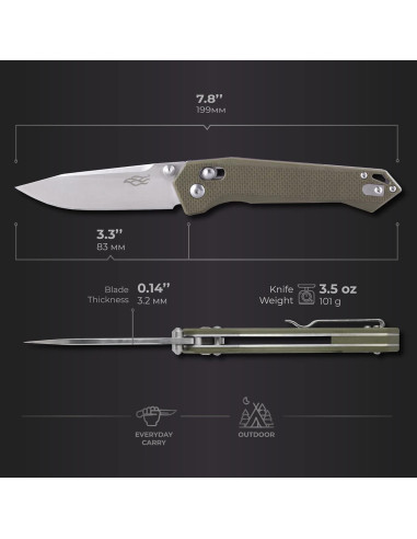 Cuchillo Plegable Firebird Ganzo FB7651-GR Acero Inoxidable 440C