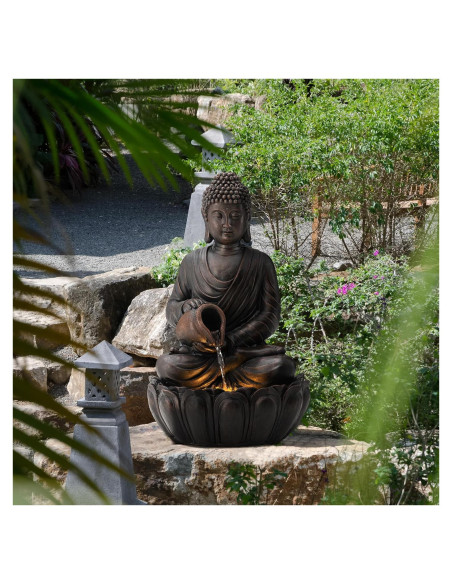 Fuente de Buda Zen Glitzhome 53 cm con Luz LED y Bomba Fuente de Buda Zen Glitzhome 53 cm con Luz LED y Bomba