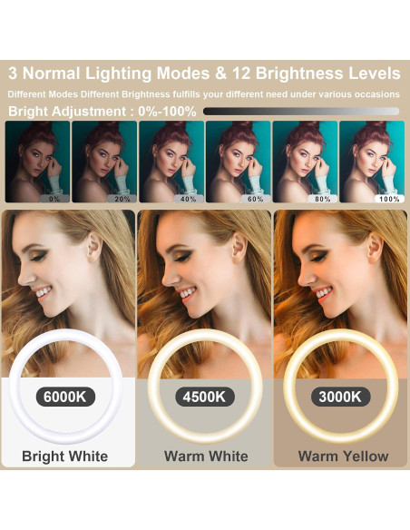 Anillo de Luz LED Herrfilk 33cm con Trípode 193cm y 48 Colores Anillo de Luz LED Herrfilk 33cm con Trípode 193cm y 48 Colores