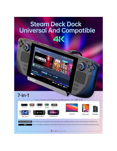 Dock 7-en-1 IAVKYU para Steam Deck y ROG Ally 4K 60Hz