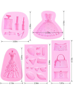 Moldes de Fondant de Silicona Muyulin - 5 Piezas Maquillaje 2