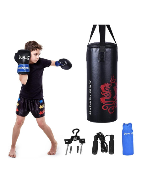 Conjunto Saco de Boxeo Goplus 10 kg con Guantes y Mochila Conjunto Saco de Boxeo Goplus 10 kg con Guantes y Mochila
