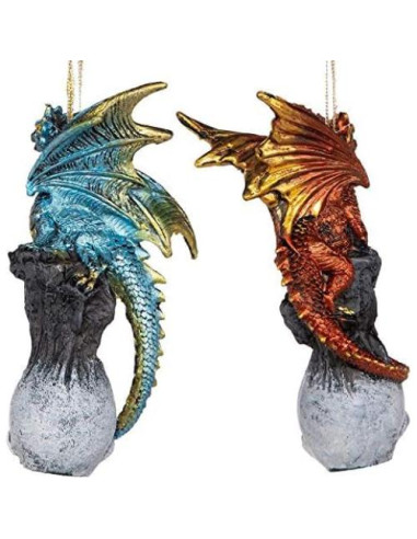 Adornos Navideños Dragones Skull Hollow - 2 Piezas 11.43 cm