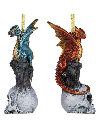 Adornos Navideños Dragones Skull Hollow - 2 Piezas 11.43 cm