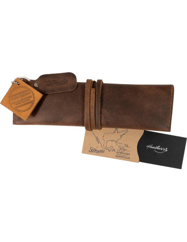 Organizador de Brochas de Maquillaje Heather, Cuero Marrón 15x22.86cm