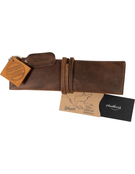 Organizador de Brochas de Maquillaje Heather, Cuero Marrón 15x22.86cm Organizador de Brochas de Maquillaje Heather, Cuero Marrón 15x22.86cm