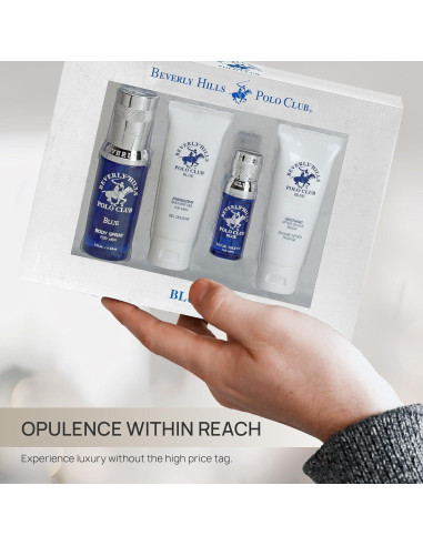 Conjunto de regalo 4 piezas Beverly Hills Polo Club - Eau De Toilette, spray corporal, after shave y gel de ducha