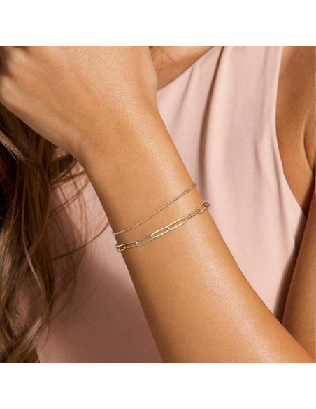 Brazalete Ajustable de Oro 14K para Mujeres - Cadena Ovalada y Perlas Brazalete Ajustable de Oro 14K para Mujeres - Cadena Ovalada y Perlas