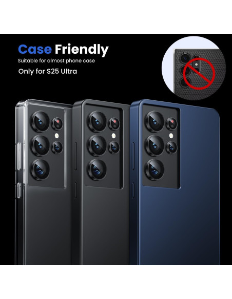 WSKEN Protector de Lente de Cámara para Samsung Galaxy S25 Ultra - Vidrio Templado 9H, Negro WSKEN Protector de Lente de Cámara para Samsung Galaxy S25 Ultra - Vidrio Templado 9H, Negro