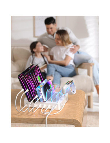 Estación de Carga USB SooPii 6 Puertos con Soporte iWatch