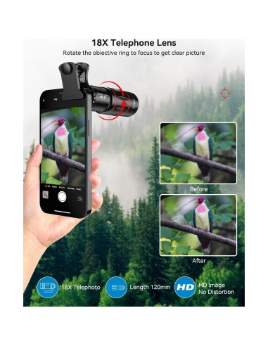 Kit de Lentes para Teléfonos APEXEL 4 en 1 con Trípode