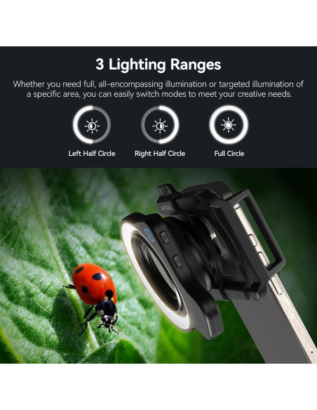 Lente Macro APEXEL 10-20X para iPhone y Android con Luz Lente Macro APEXEL 10-20X para iPhone y Android con Luz