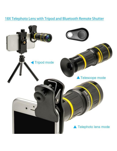 Kit de Lentes para Cámara de Teléfono Godefa 6 en 1 Telefoto 18X