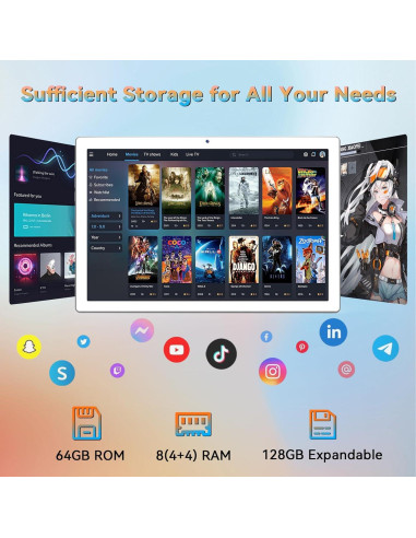 Tablet MOONSTARS D105 10.1" Octa-Core 64GB 8GB RAM 5G