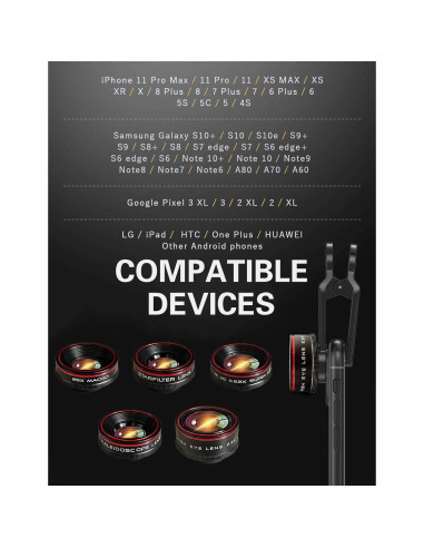 Kit de Lentes para Cámara de Teléfono Bostionye 10 en 1