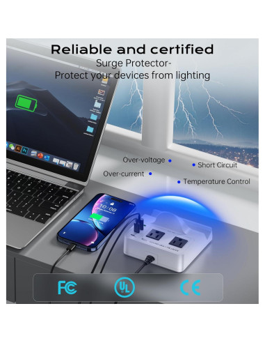 Estación de Carga USB C TOPOINT 7 en 1 65W Cargador Inalámbrico