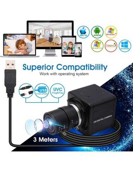 Cámara USB 4K Ultra HD ALPCAM con Lente Zoom 2.8-12mm Cámara USB 4K Ultra HD ALPCAM con Lente Zoom 2.8-12mm
