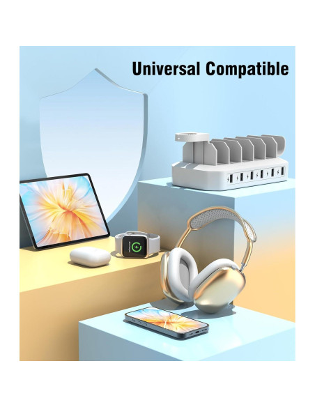 Estación de Carga 60W HSicily 6 Puertos USB-C Blanca Estación de Carga 60W HSicily 6 Puertos USB-C Blanca