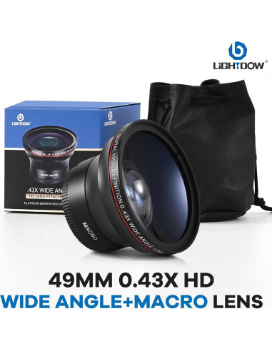 Lente Gran Angular Lightdow 49mm HD para Canon y Sony
