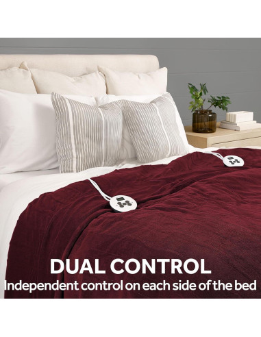 Manta Calentada Royal Luxe Sunbeam Rey Cabernet 254x229 cm