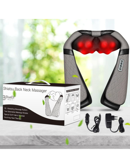 Masajeador Eléctrico Shiatsu Blue Elf 3D con Calor Gris Masajeador Eléctrico Shiatsu Blue Elf 3D con Calor Gris