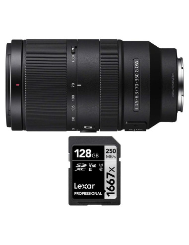 Lente Super-Telefoto Sony E 70-350mm F4.5-6.3 G OSS + Tarjeta 128GB