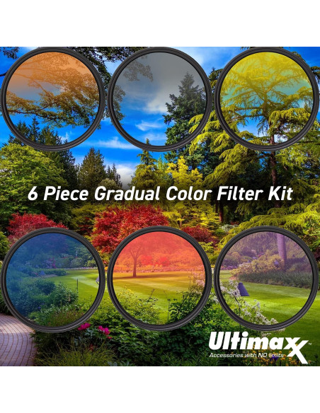 Kit de Filtros de Color Gradual Ultimaxx 62MM - 6 Piezas Kit de Filtros de Color Gradual Ultimaxx 62MM - 6 Piezas