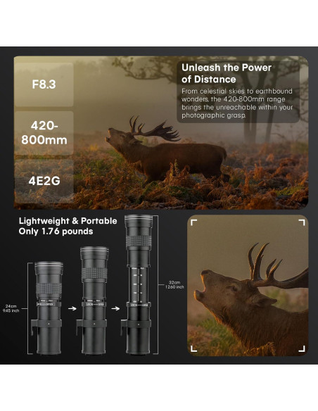 Lente Telefoto Zoom 420-800mm Commander Optics para Panasonic Lente Telefoto Zoom 420-800mm Commander Optics para Panasonic