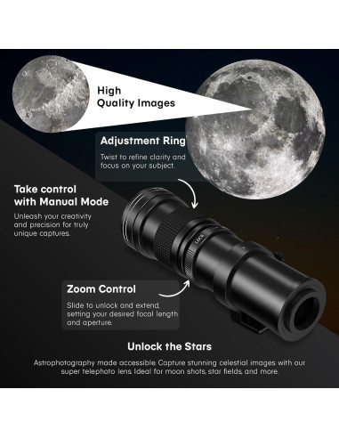Lente Telefoto Zoom 420-800mm Commander Optics para Panasonic