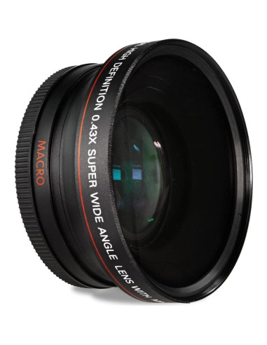 Kit de Accesorios para Cámaras 58mm - Lente Gran Angular 0.43x, Telefoto 2.2x, Filtros y Capucha