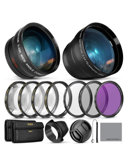Kit de Accesorios de Lente 55mm Vivitar para Nikon y Sony Kit de Accesorios de Lente 55mm Vivitar para Nikon y Sony