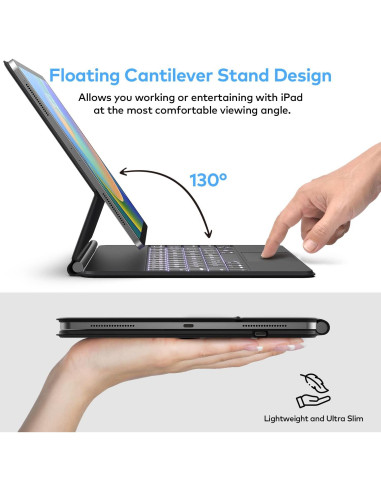 Funda Teclado Magnético para iPad Air 13 y Pro 12.9 - Negro