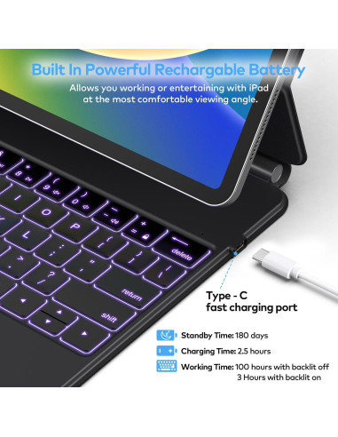 Funda Teclado Magnético para iPad Air 13 y Pro 12.9 - Negro