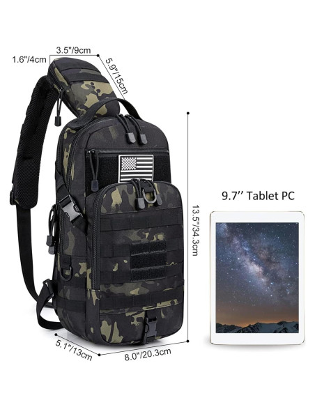 Mochila Bandolera Táctica G4Free 34x20x12cm Negra EDC Mochila Bandolera Táctica G4Free 34x20x12cm Negra EDC
