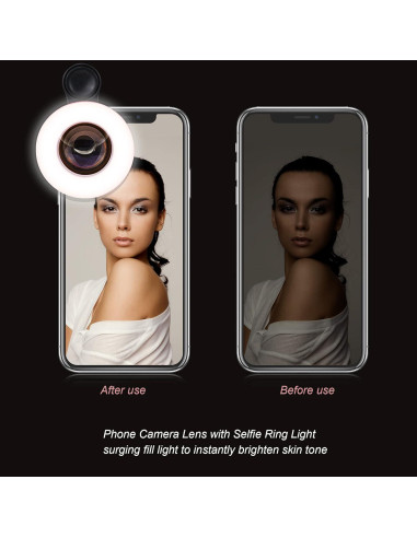 Lente Macro YZZY con Luz de Anillo para Smartphone - Negro