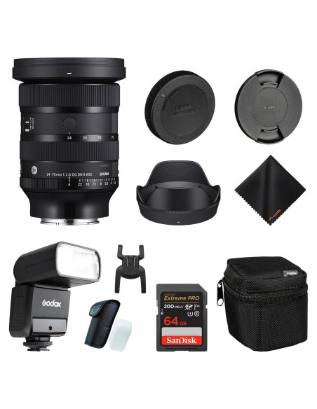 Sigma 24-70mm f2.8 DG DN II Art Lens Sony E + Flash Godox + Tarjeta 64GB Sigma 24-70mm f2.8 DG DN II Art Lens Sony E + Flash Godox + Tarjeta 64GB