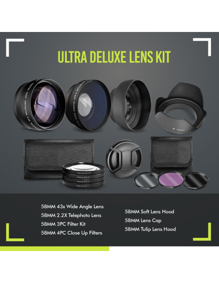 Kit de Lentes 52mm Ultra Deluxe para Canon, Fujifilm y Nikon Kit de Lentes 52mm Ultra Deluxe para Canon, Fujifilm y Nikon