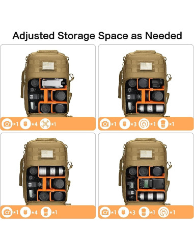 Mochila Táctica para Cámara MOSISO Caqui con Compartimento para Laptop