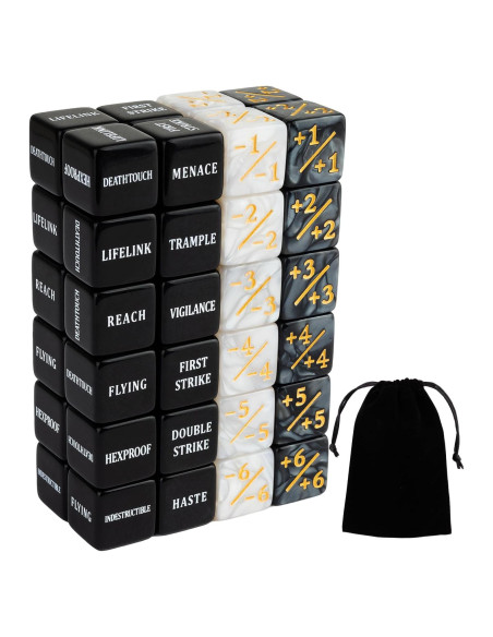 48 Dados Contadores MTG LAMJAM con Bolsa de Terciopelo 48 Dados Contadores MTG LAMJAM con Bolsa de Terciopelo